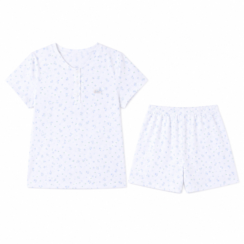 Yanxcosy新款夏季韩系甜美碎花短袖睡衣女纯棉家居服套装可外穿