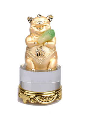 金猪送福摆件金属百财猪定制礼品单位年终纪念品猪年发客户礼品