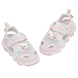 HelloKitty联名戴维贝拉儿童闪灯凉鞋2026夏季新款女童防滑学步鞋