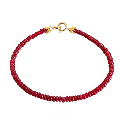 若华鸽血红宝石手链18k金