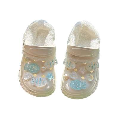 儿童女童秋冬加绒保暖洞洞鞋棉鞋