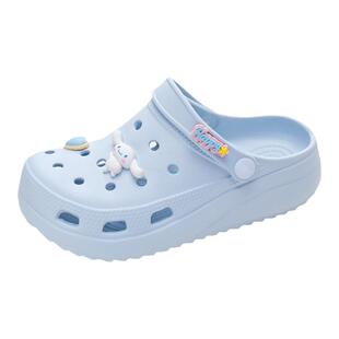 厚底洞洞鞋女夏外穿新款增高可爱玉桂狗踩屎感包头防滑两穿凉拖鞋