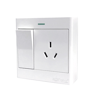 明装一开三孔16A插座带开关大功率1开3孔一键断电空调插座三孔盒