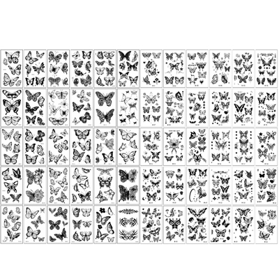 60张黑色蝴蝶纹身贴防水女持久