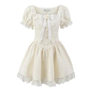 东京岁时记jk白色公主裙学院风夏日蕾丝泡泡袖法式连衣裙女小个子