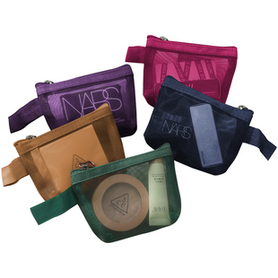 杰利透明零钱卡包网格拉链包卡片硬币身份证银行卡收纳包迷你尼龙袋证件门禁卡简约迷你短款小钱包装耳机小型