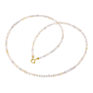 海蒂珠宝【桂花酒酿 】2-3mm澳白keshi珍珠项链女 18K金通勤搭配