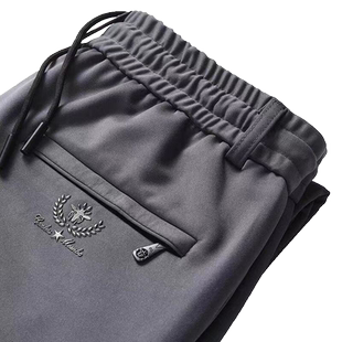 春夏款高弹力松紧腰男裤运动裤免烫宽松直筒休闲裤薄款长裤子男