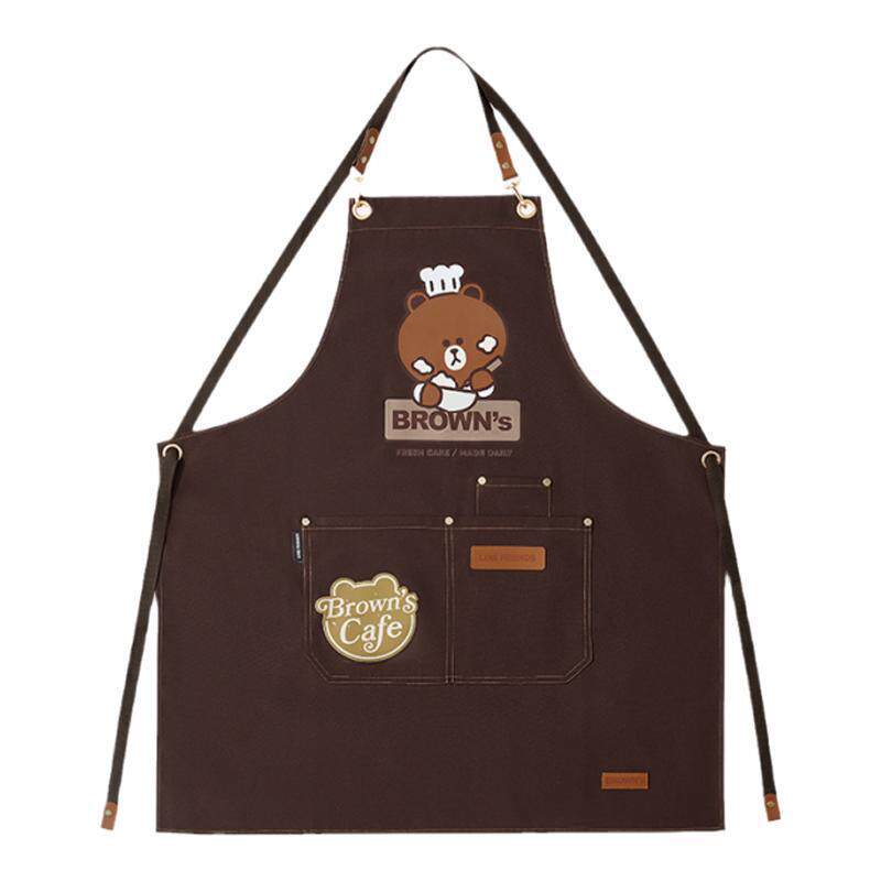 LINE FRIENDS围裙家用厨房做饭防水防油污渍可擦手工作服围腰防油