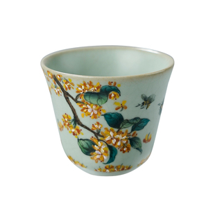 周泽堂汝瓷手绘主人杯茶杯手工汝窑品茗杯开片大师绘画十二花神杯