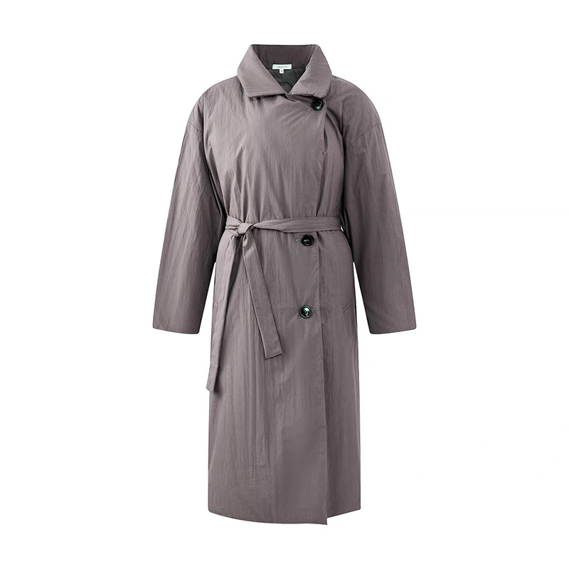 【现货】Piacevole e 25AW 姜妍同款紫灰色系带棉服外套DOUBLEBOO