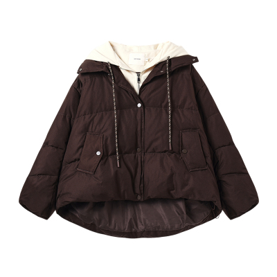 西町村屋休闲90白鸭绒外套女2025新款拼接假两件羽绒服XHAD10089