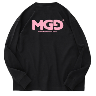 MGG 23AW美式印花重磅长袖潮牌男女落肩宽松圆领休闲打底衫T恤男