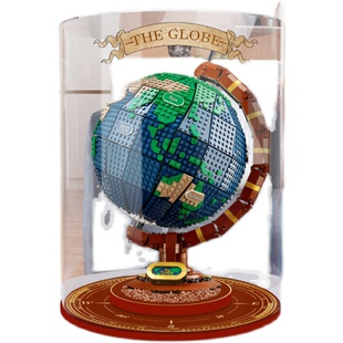 乐高地球仪展示盒21332一体式亚克力积木防尘罩LED灯饰灯组灯光