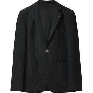 HLA/海澜之家绒感弹力休闲西服26秋冬新时尚花纹商务平驳领外套男