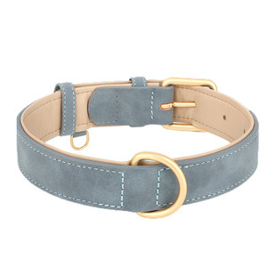 狗项圈中型犬狗脖圈法斗柯基金毛双层皮质狗圈小型犬泰迪防勒颈圈