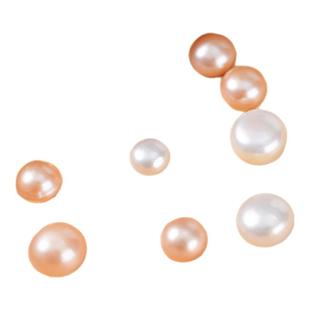 半孔珍珠天然淡水馒头珠手工diy耳钉耳夹戒指配件材料扁圆散珠子