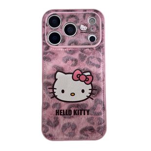 甜酷豹纹可爱HelloKitty手腕挂链适用苹果17PRO手机壳网红iPhone16ProMax新款15pro女款小众13硅胶14防摔全包