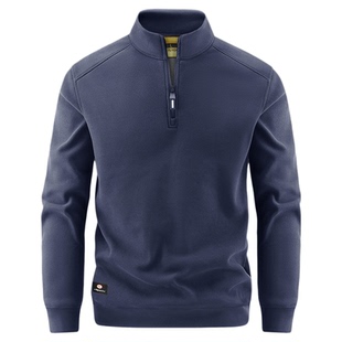 半拉链卫衣男德绒秋冬季上衣保暖双面绒打底衫加绒加厚套头抓绒衣