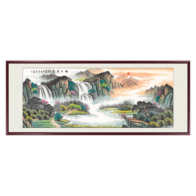 旭日东升山水画手绘真迹装饰挂画