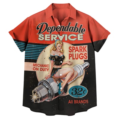 数码印花男士短袖衬衫