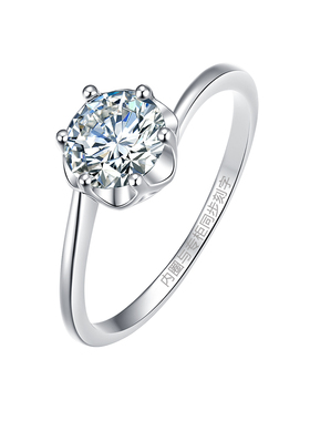 纯银戒指女款六爪1克拉仿真钻戒