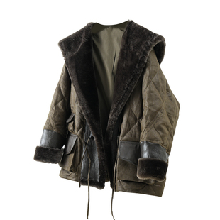 欧货鹅绒皮毛一体大翻领皮草羽绒服女中长款宽松韩版高端保暖外套