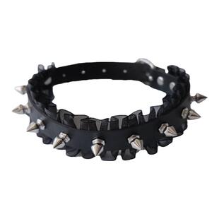 青空酱 朋克黑白蕾丝皮质铆钉项圈 重工亚文化哥特风choker