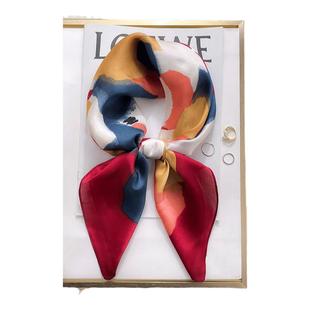 小方巾丝巾女四方形纱巾职业装春秋夏季搭配衬衫护颈围脖子薄围巾