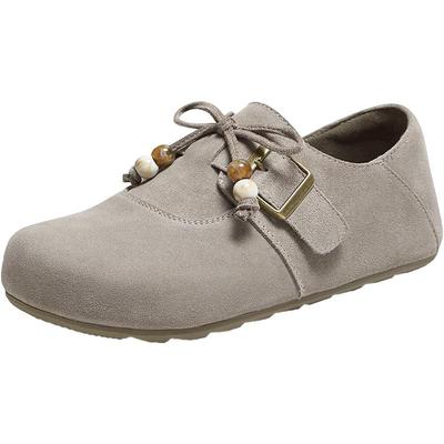 【白桃慕斯】百思图25秋新款真皮全包勃肯鞋懒人一脚蹬休闲女单鞋