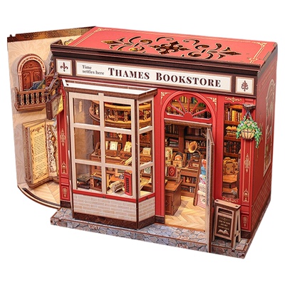 泰晤士书店木质微缩场景积木拼图