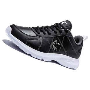 乔丹男士黑色跑步鞋皮面防水运动鞋正品旅游鞋软底工作上班波鞋子