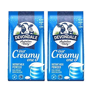 德运全脂奶粉澳洲进口1kg*2袋