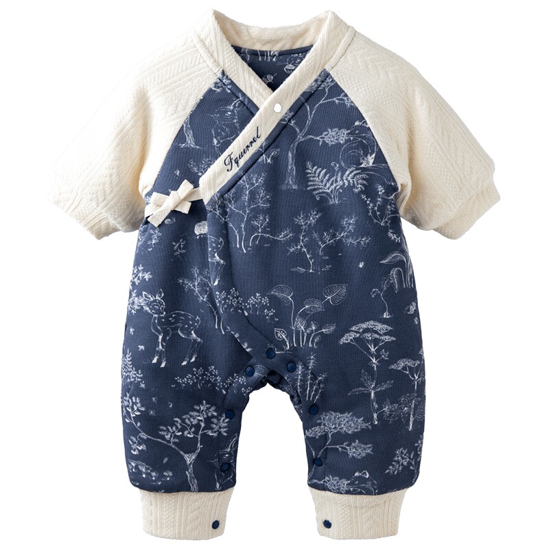 [栖林绘梦]aqpa爱帕夹棉连体衣保暖冬装加厚新生儿婴儿衣服外出服
