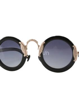 黑色水牛角墨镜古玩老上海民国仿古铜金属拱鼻梁立体圆柱形太阳镜