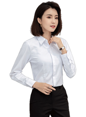 秋季新款女士职业工作服白色衬衫