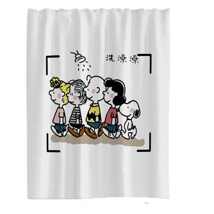 卡通防水浴室帘儿童装饰隔断挡水帘卫生间加厚洗澡帘子布帘加厚