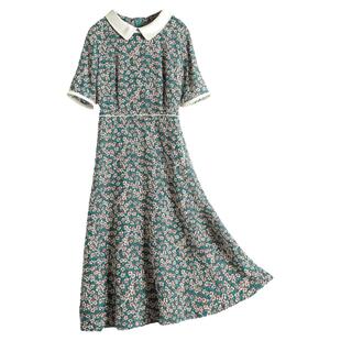 兽王春夏新款女洋气贵夫人高端大牌气质真丝桑蚕丝花色连衣裙