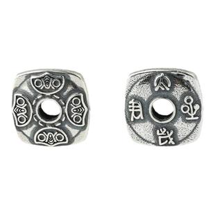 藏式太岁银牌s925纯银手工錾刻太岁如意隔珠手链diy文玩手串配件