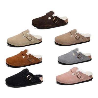 themule休闲平底勃肯鞋皮毛一体