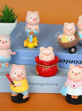 小猪汽车内饰品摆件创意个性可爱男女高档漂亮办公室树脂动物新款