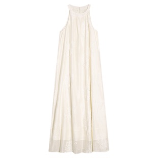 洛边  锦绣繁花 原创复古宽松绣花新中式长裙无袖长裙连衣裙夏季