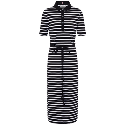 Tommy女装条纹系带开衩POLO裙