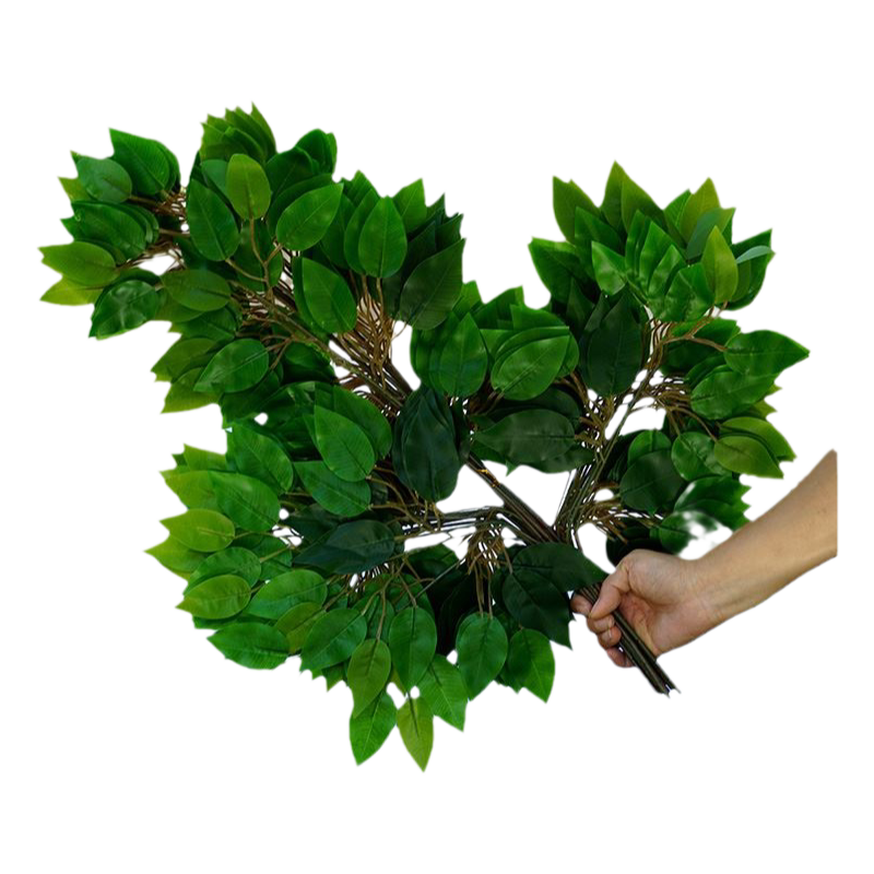 仿真榕树叶过胶塑料绿叶绿色叶子假树叶树枝树干装饰植物绿植造景