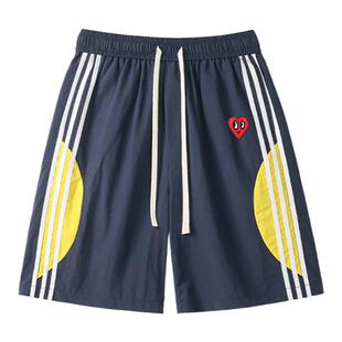 查尔斯桃心 2026年夏季新款三条杠休闲运动短裤男女同款五分裤