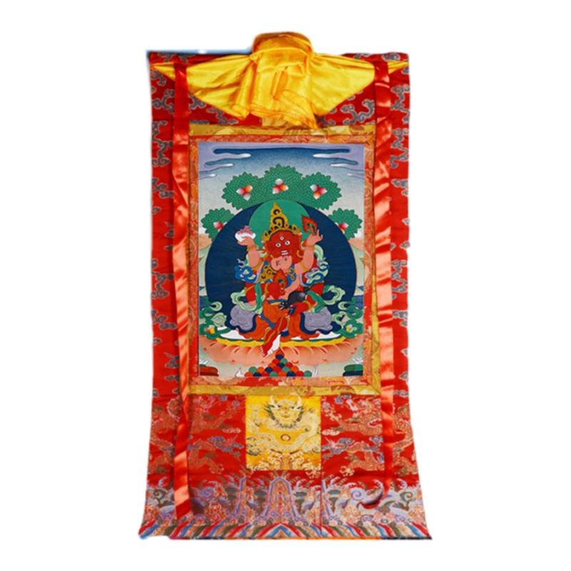藏村红财神唐卡五路财神挂画