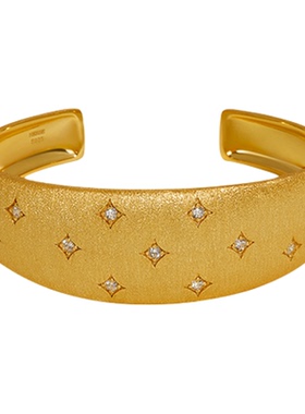 HERBE合璧 璀璨逐光手镯拉丝开口宽镯类黄金星星镯时尚穿搭气质女