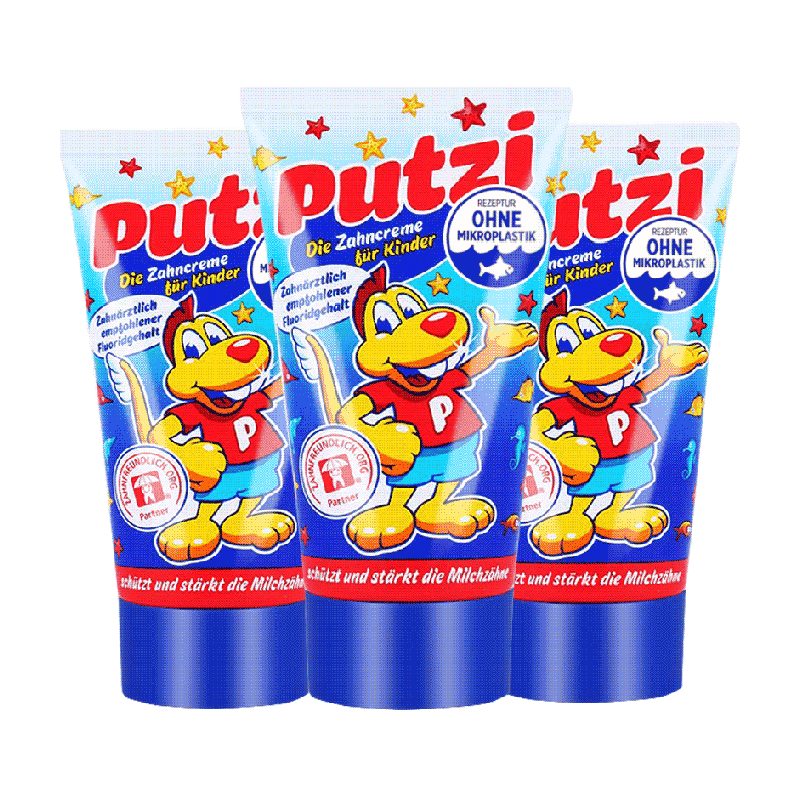 3支儿童牙膏putzi防蛀固齿进口