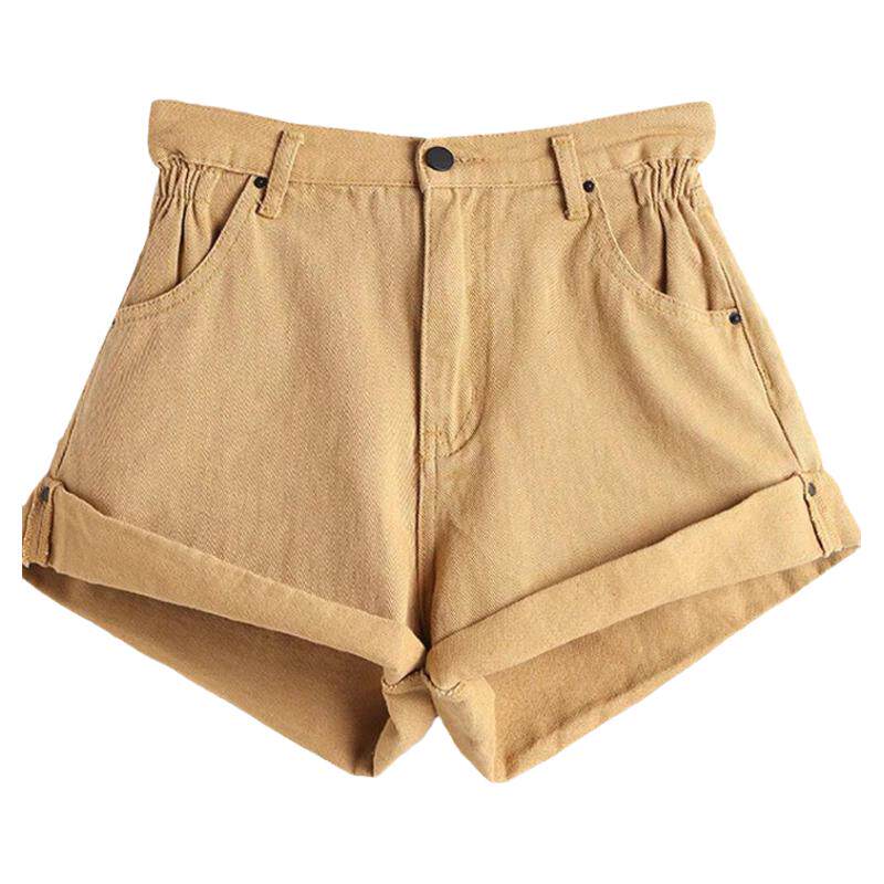 辣妹穿搭卡其色牛仔短裤女夏季