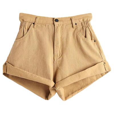 辣妹穿搭卡其色牛仔短裤女夏季